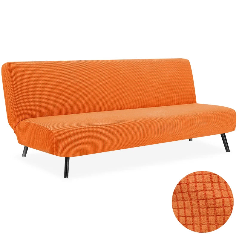 Polar Fleece Fabric Armless Futon Sofa Bed Cover Solid Without Armrest Big Elastic Folding Furniture home Decoration Bench Cover