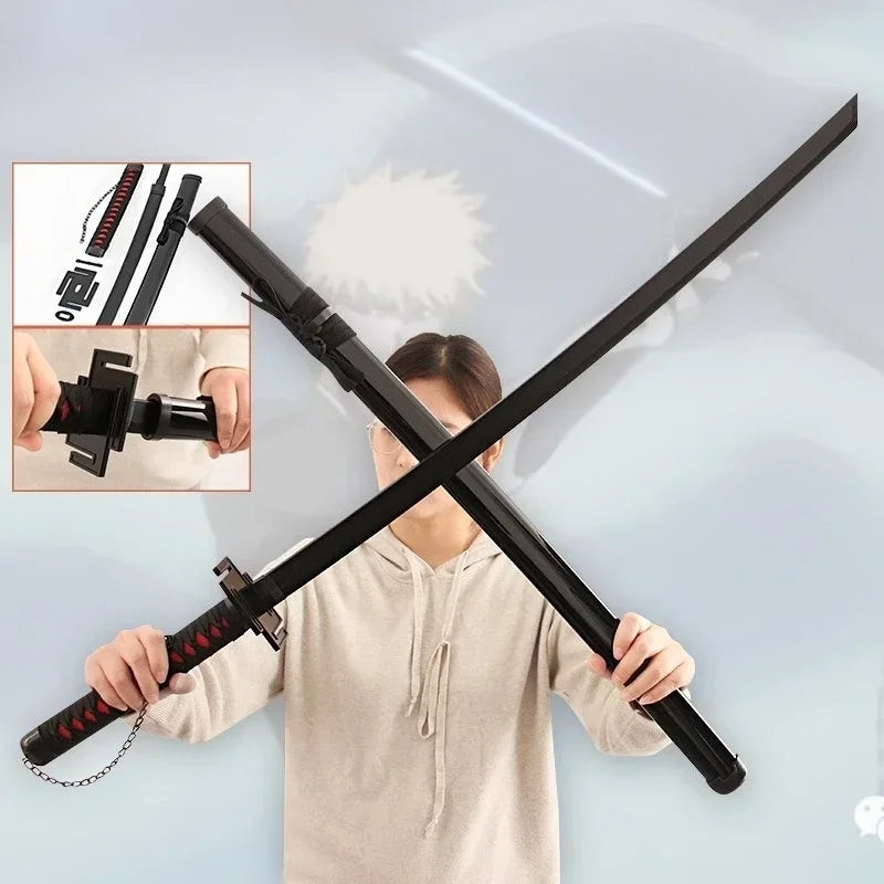 104cm Kurosaki Ichigo Samurai Sabre Anime Bleach Cosplay Custom Prop Ninja Blade Real Size Japanese Katana Swords Kid Toys Gifts
