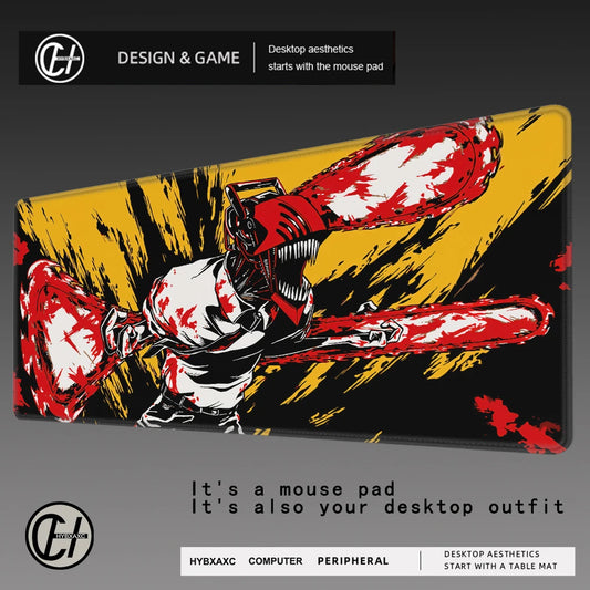 Mouse Pad PC Non Slip Gamer Denji Keyboard Pad Laptop Gaming Accessories Mousepad Japan Anime C-chainsaw Man Desktop Mouse Mat