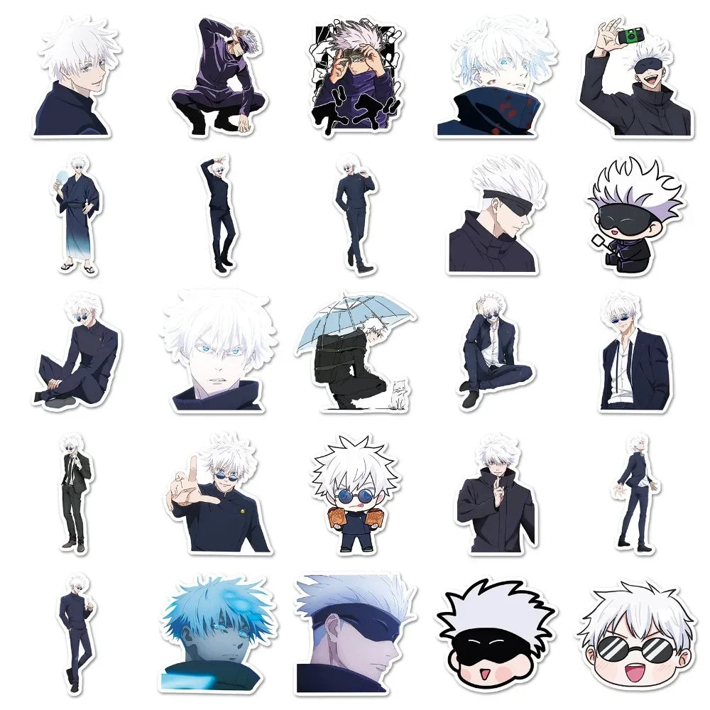 50pcs Anime Jujutsu Kaisen Gojo Satoru Waterproof Stickers Japanese Manga Cute Cartoon Drawing Doodle Decorations