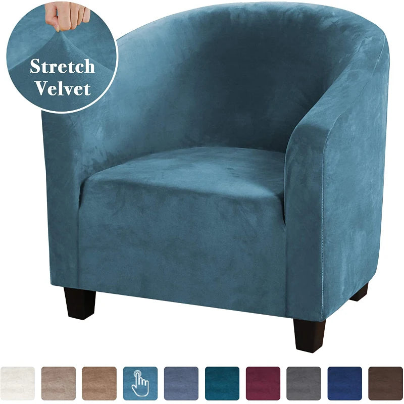 High Stretch Sofa Cover Velvet Tub Chair Cover Skid Resistance Furniture Protector Stretch Fabric Super Soft Couch Slipcover