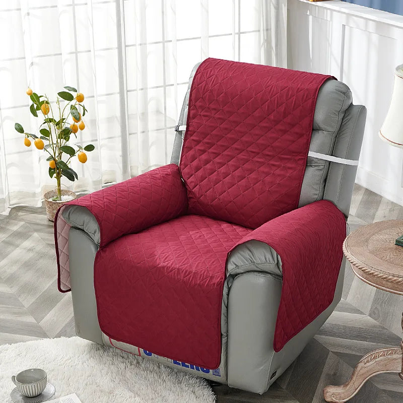Anti-slip Recliner Chair Cover Solid Color Quilted Seat Slipcover Anti-wear Relax Armchair Coushion for Living Room Home