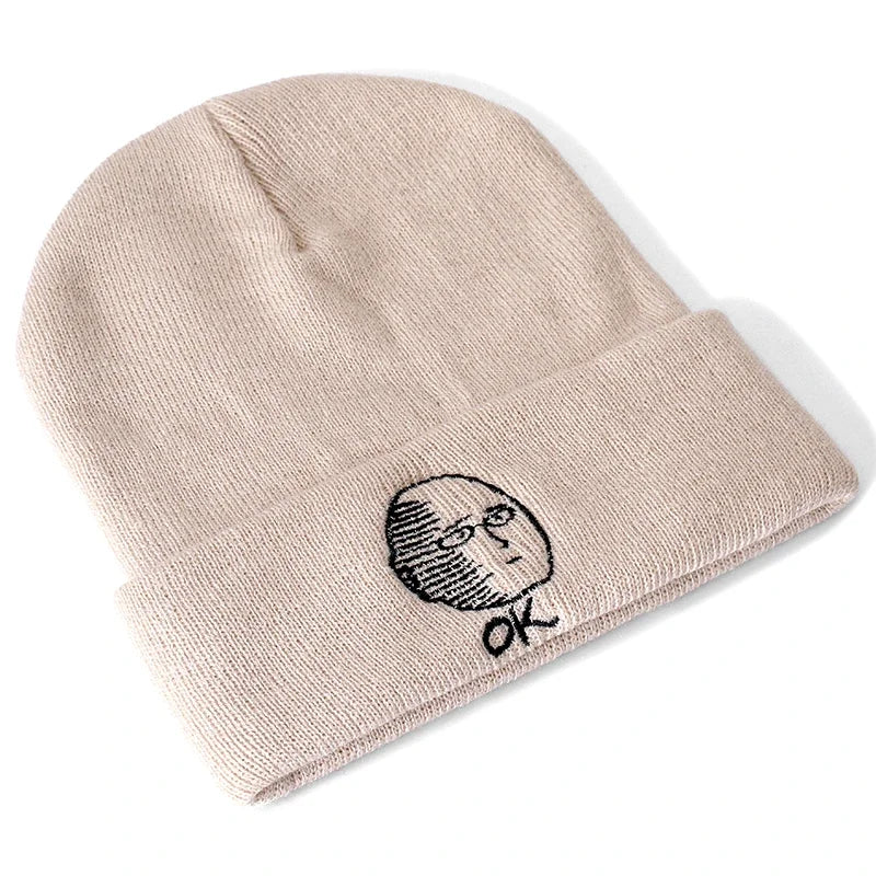 One Punch Man Saitama Embroidered Beanie – Cotton Knit