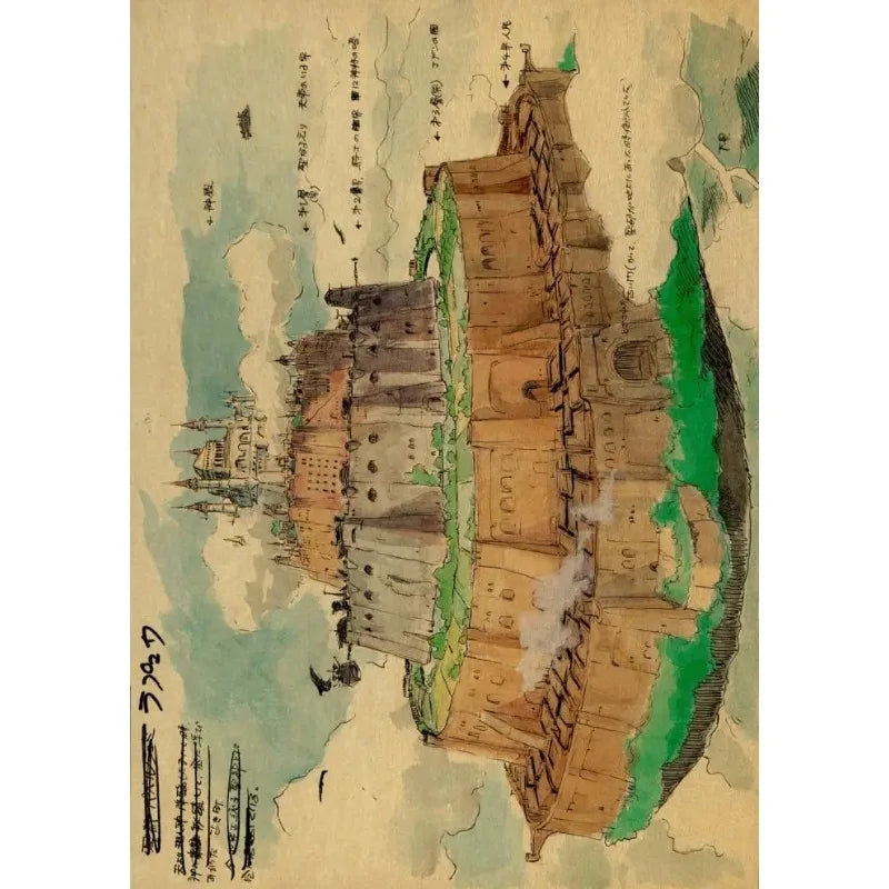 Retro Miyazaki Hayao Movie Murals Studio Ghibli Canvas Paintings Anime Art Decoration Modern Religious Muslim Murals