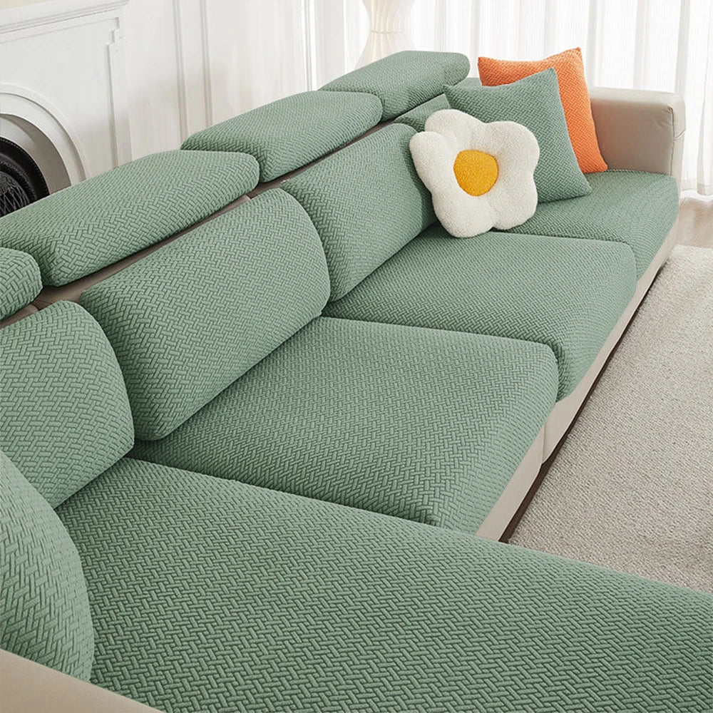 Jacquard Sofa Cover Solid Elastic Sofa Cushion Cover Living Room Washable Spandex Sofa Seat Slipcover Chaise Lounge Home Pets