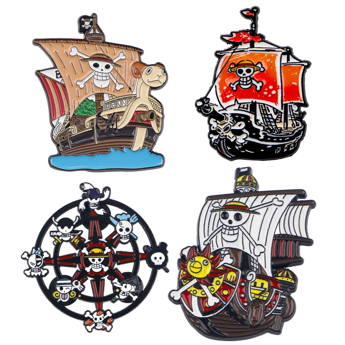 4pcs Cute Ship Enamel Pin Cartoon Anime Brooch For Coat Women's Brooches Fashion Lapel Badges Jewelry Gift for Friends