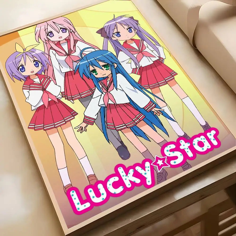 Cartoon L-Lucky S-Star ANIME Poster High-definition art sticker Self adhesive waterproof home decoration for living room