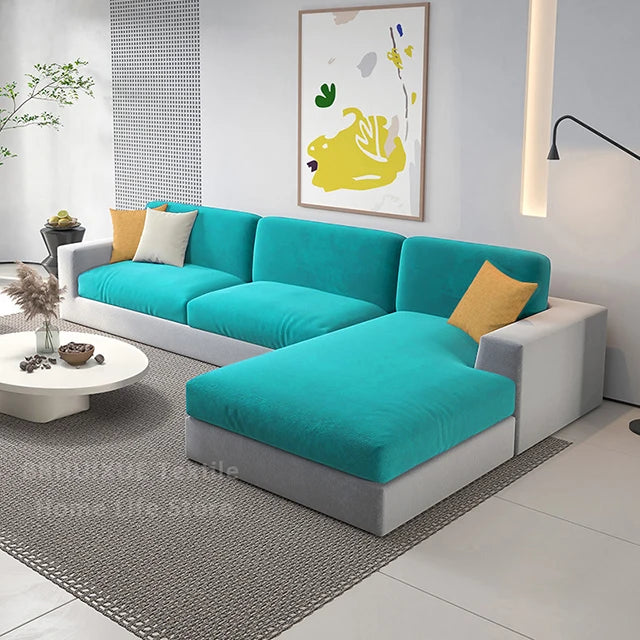Super Soft Velvet Sofa Seat Cushion Cover Plain Color Stretch Thicken Sofa Cover Sectional Couch L Shape Corner Armchair Covers