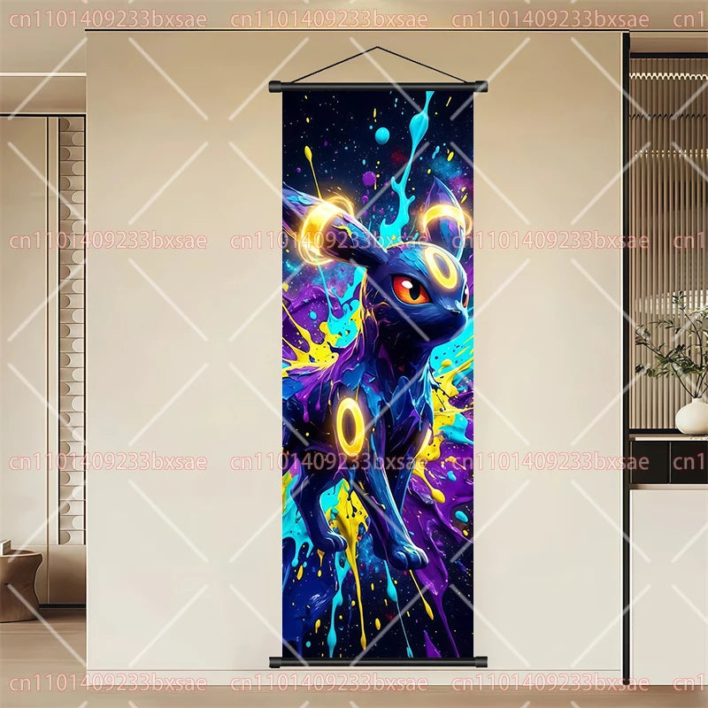 Pokémon Anime HD Scroll Painting Eevee Pikachu Suicune Charizard Mewtwo Background Wall Art Decoration Poster Children's Gift