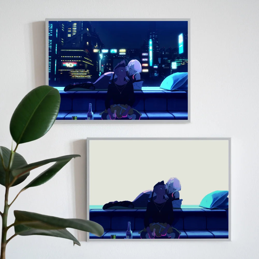 Anime Cyberpunk Glowing Wall Art - Edgerunners LED Night Light for Room Decor, Futuristic Lamparas de Mesita Lighting