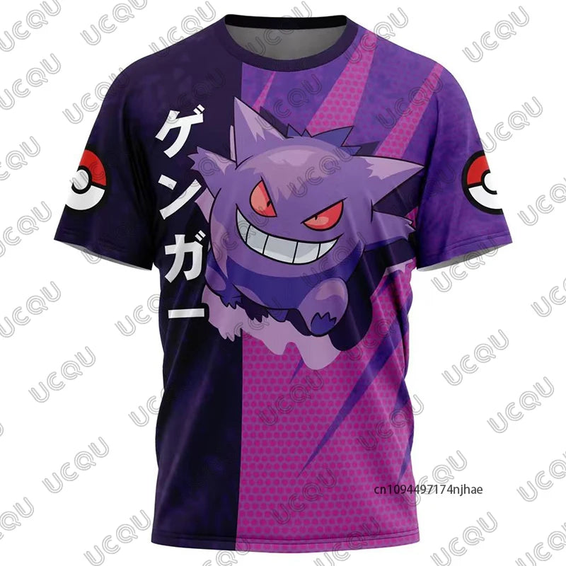 Summer New Pokémon Snorlax Cartoon Print Men's and Women‘s T Shirt Short-sleeved Sports Cosplay Tees Casual Oversized Kids Tops