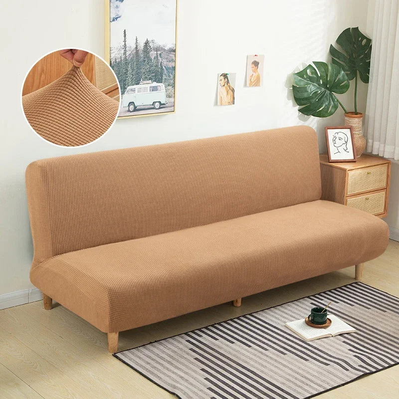 Polar Fleece Fabric Armless Futon Sofa Bed Cover Solid Without Armrest Big Elastic Folding Furniture home Decoration Bench Cover