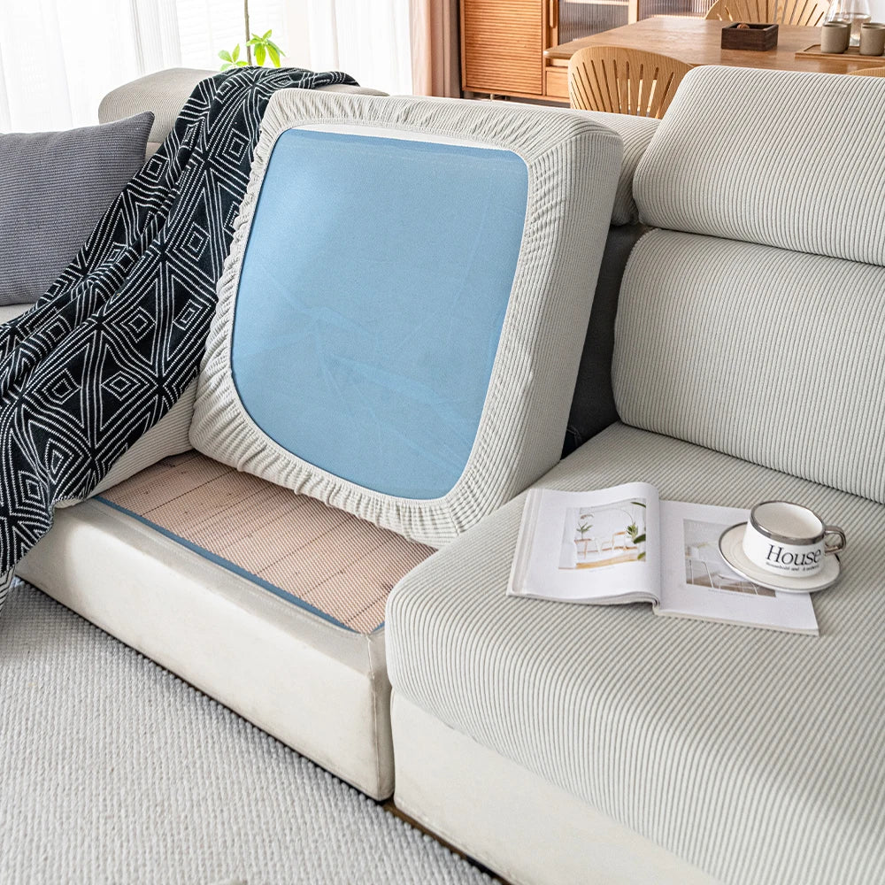 New Thicken Jacquard Sofa Seat Cushion Covers Solid Colors Striped Sofa Covers for Living Room Sectional Couch Covers Removable