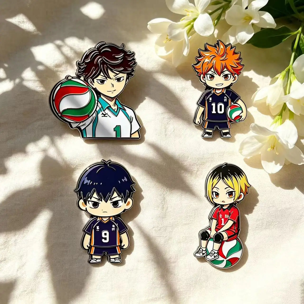 4/8pcs Cute Volleyball Enamel Pin Cartoon Anime Brooch For Coat Women’s Brooches Fashion Lapel Badges Jewelry Gift
