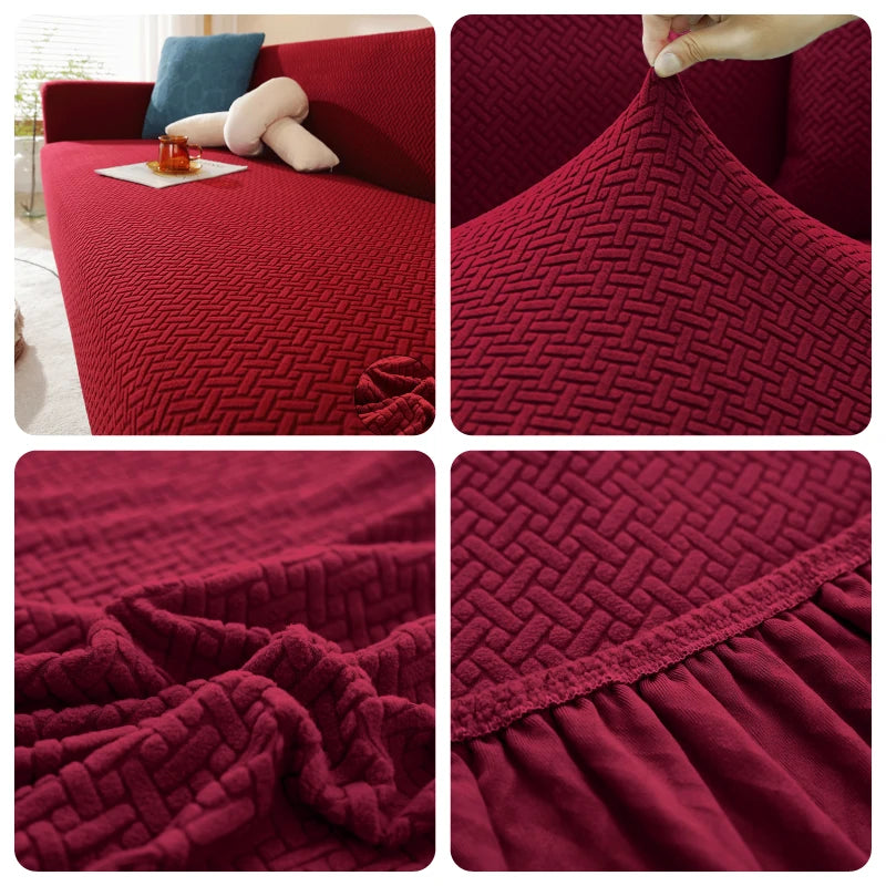 LEVIVEl Jacquard Elastic Sofa Covers Geometric ArmChair Knitted Sofa Couch Slipcovers Chair Protector For Living Room L Shaped