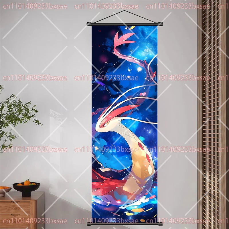 Anime Pokemon Pikachu Eevee Ampharos Charizard Bulbasaur Squirtle Poster Scroll Painting Theme Party Decoration Painting Gift