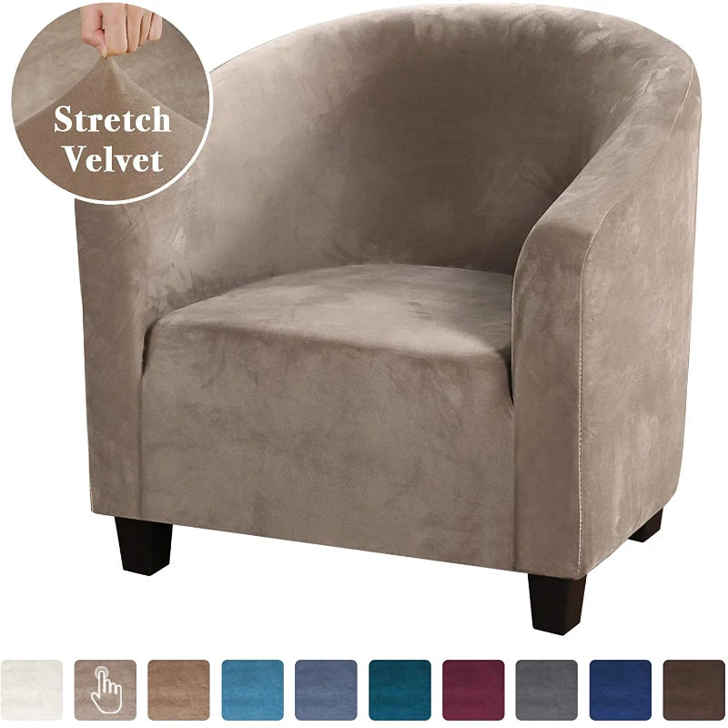 High Stretch Sofa Cover Velvet Tub Chair Cover Skid Resistance Furniture Protector Stretch Fabric Super Soft Couch Slipcover