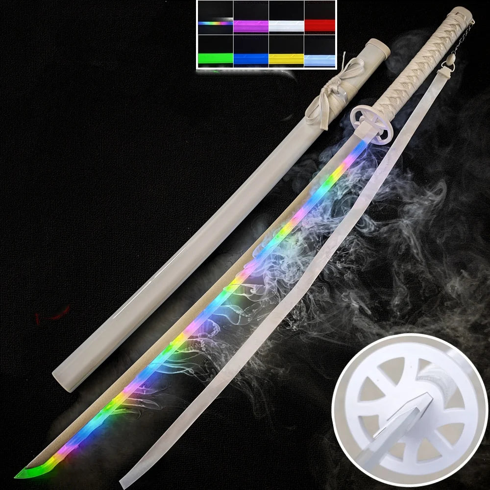 40in Rukia White Katana Original Samurai Sabre Bleach Anime Sword Cosplay Prop Real Size Japanese Katana Ninja Knife Decor Gift