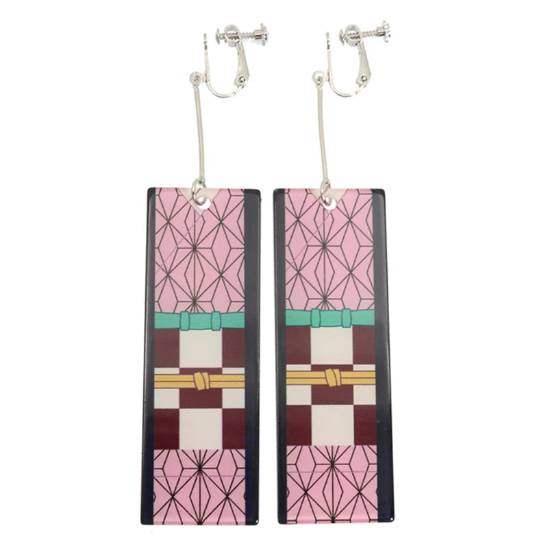 2022 Trendy Acrylic Tanjiro Earrings Demon Slayer Earrings Anime Cosplay Props Hanafuda Drop Long Earrings for Women Girls Jewel