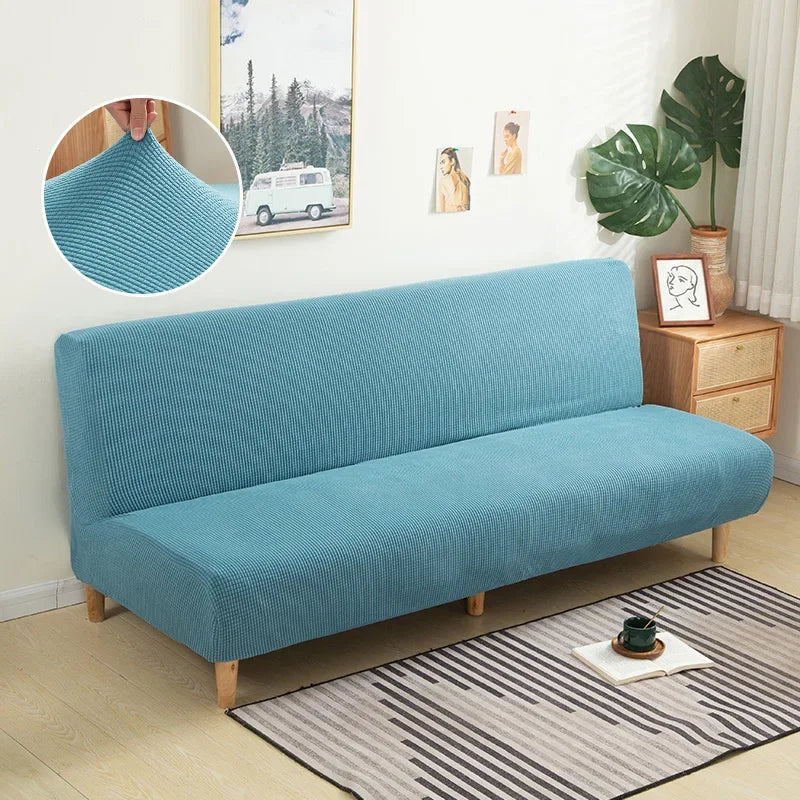 Polar Fleece Fabric Armless Futon Sofa Bed Cover Solid Without Armrest Big Elastic Folding Furniture home Decoration Bench Cover
