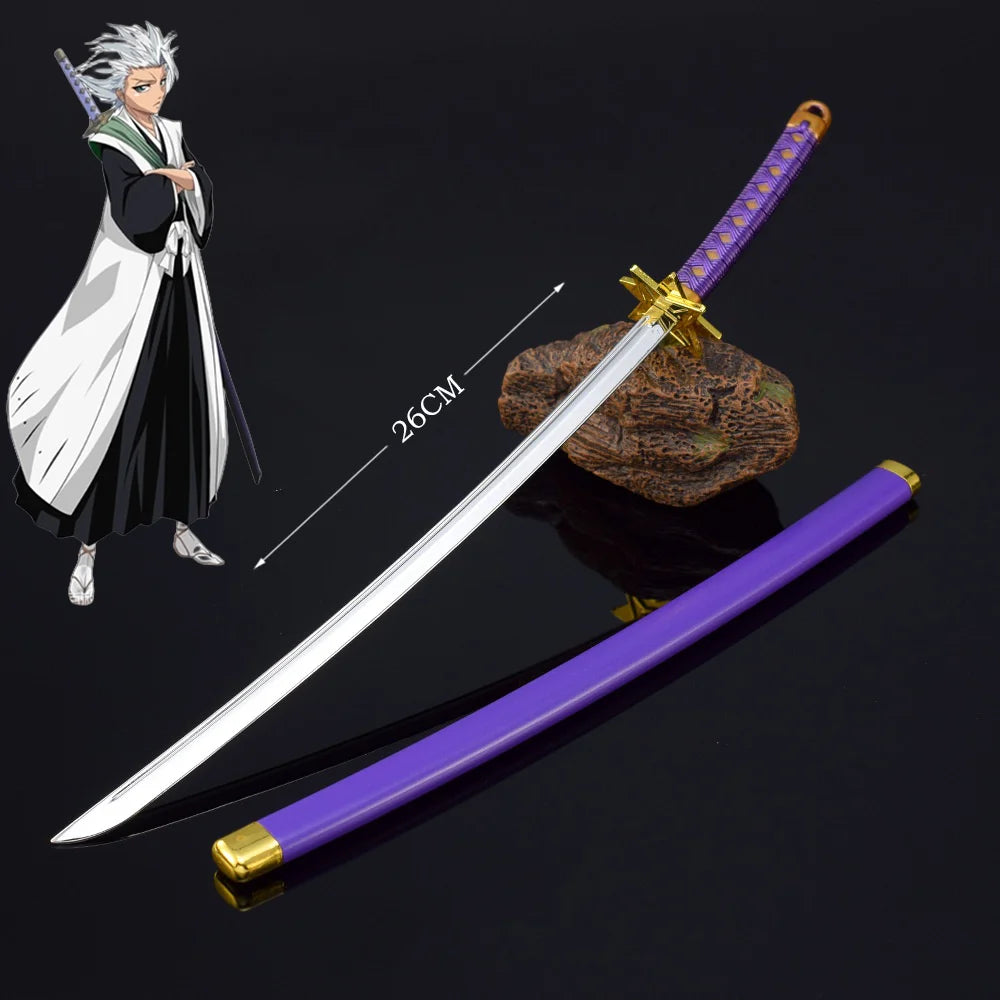 25cm Metal Bleach Katana Sword Ichigo Aizen Cosplay Prop Ninja Knife Iron Japanese Samurai Katana Real Weapon Kid Toy Anime Gift