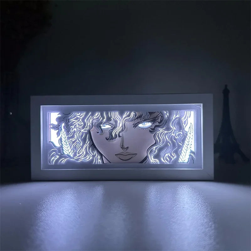 Berserk Paper Carved Lamp Anime Figure Guts Griffith 3D LED Color Light Box Room Decoration Collect Night Light Anime Fans Gift