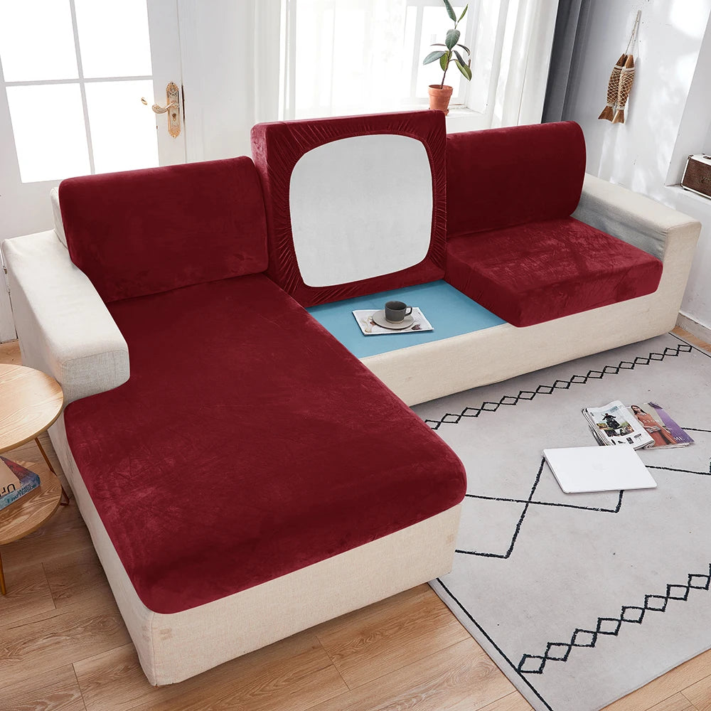 1pc Plush Sofa Slipcover Anti-slip Elastic Sofa Cover for Bedroom Office Living Room Home Decor Couch Cover Furniture Protector