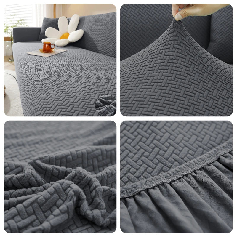 Jacquard Elastic Sofa Cover For Living Room Slipcovers Stretch Polar Fleece Armchair Protector L Shaped Sofa 1/2/3/4 Seater Home