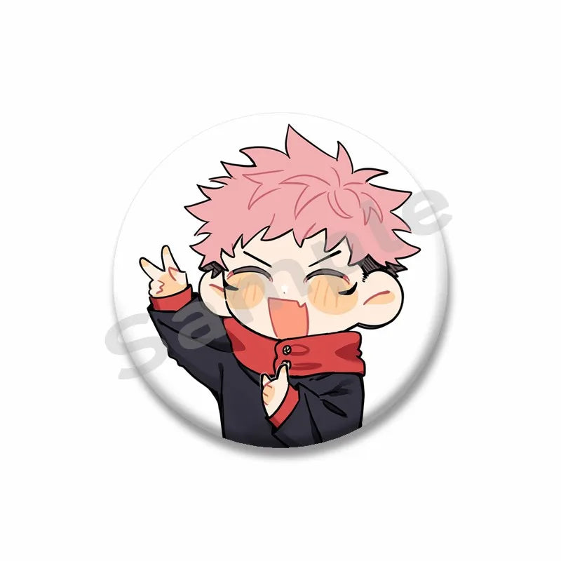 Anime Character Yuji Itadori Enamel Pins Tinplate Snap-in Brooches on Backpack Cartoon Cosplay Badge Accessories Jewelry Gifts