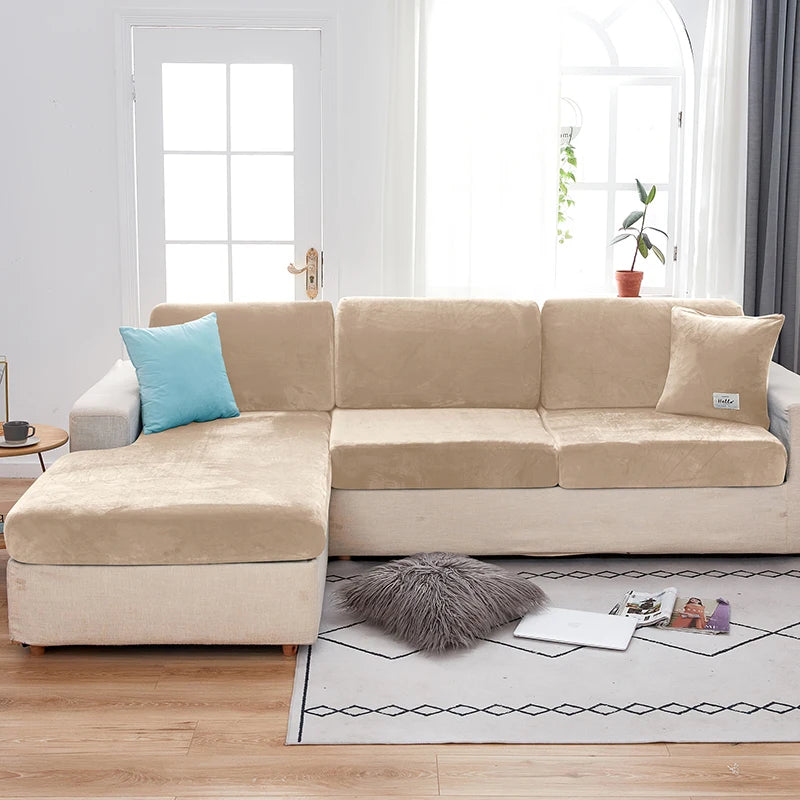 1pc Plush Sofa Slipcover Anti-slip Elastic Sofa Cover for Bedroom Office Living Room Home Decor Couch Cover Furniture Protector