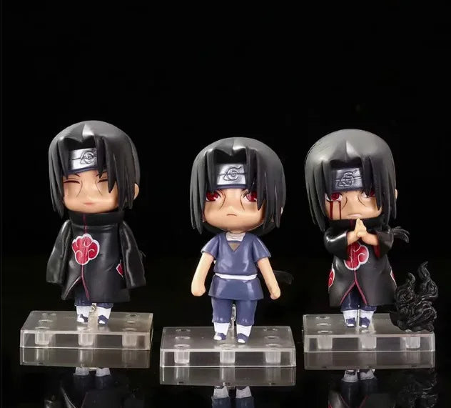 11cm 3Pcs/Set Naruto Anime Action Figure Uchiha Itachi Kakashi Cartoon Toys Itachi Akatsuki Collectible Ornament For Adults Gift