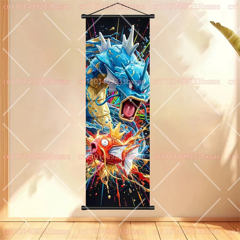Anime Pokémon Gengar Charizard Kyogre Gyarados Mewtwo Rayquaza Cool Poster Hanging Scroll Painting Birthday Holiday Party Gift