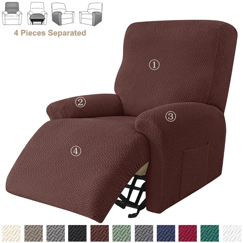 Jacquard Stretch Recliner Sofa Covers Elastic Split Armchair Chair Cover Non-Slip Chairs Slipcovers for Living Room