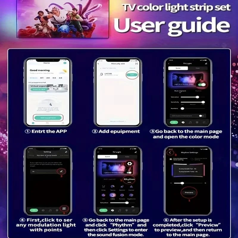 Bluetooth APP Control TV SYNC Backlight,Color Picking USB RGBIC Light Strip,Music SYNC LED Lamp Tape for Game/Cinema Atmosphere