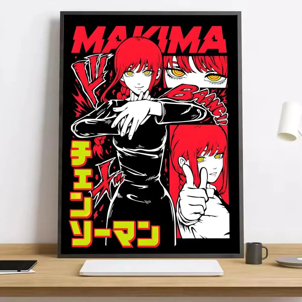 Makima Chainsaw Man Painting Calligraphy HD Canvas Poster living room bedroom bar aesthetic decoration