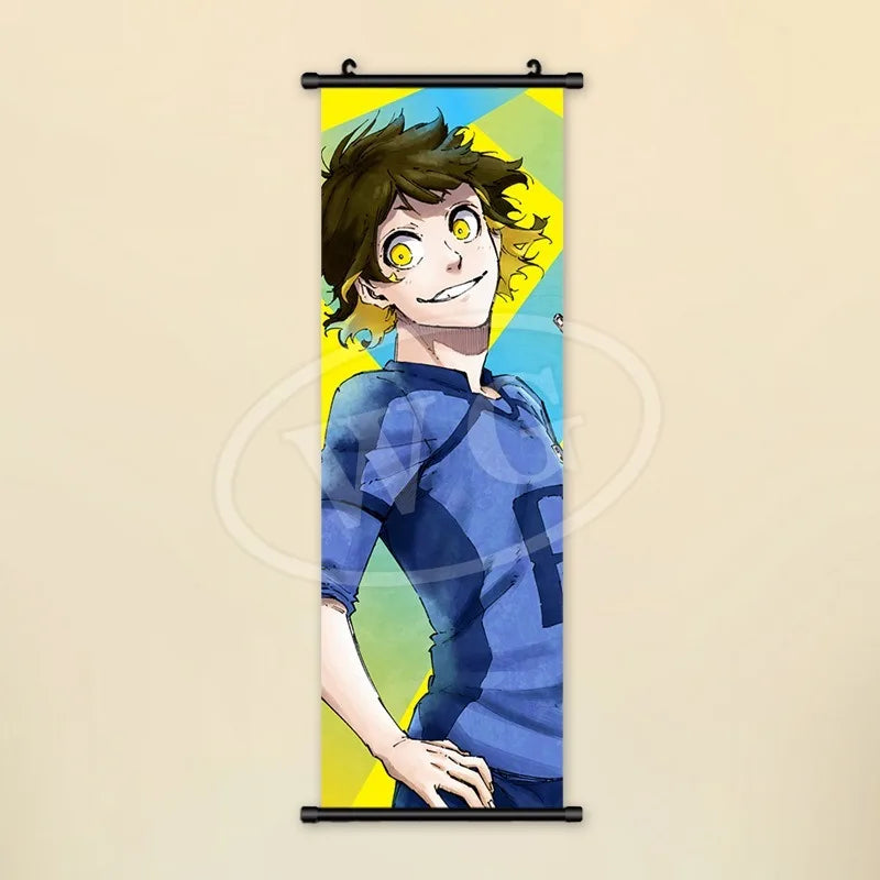 Blue Lock Hanging Painting Anime Poster Reo Mikage Wall Art Canvas Scroll Picture Isagi Yoichi Characters Home Decor Living Room