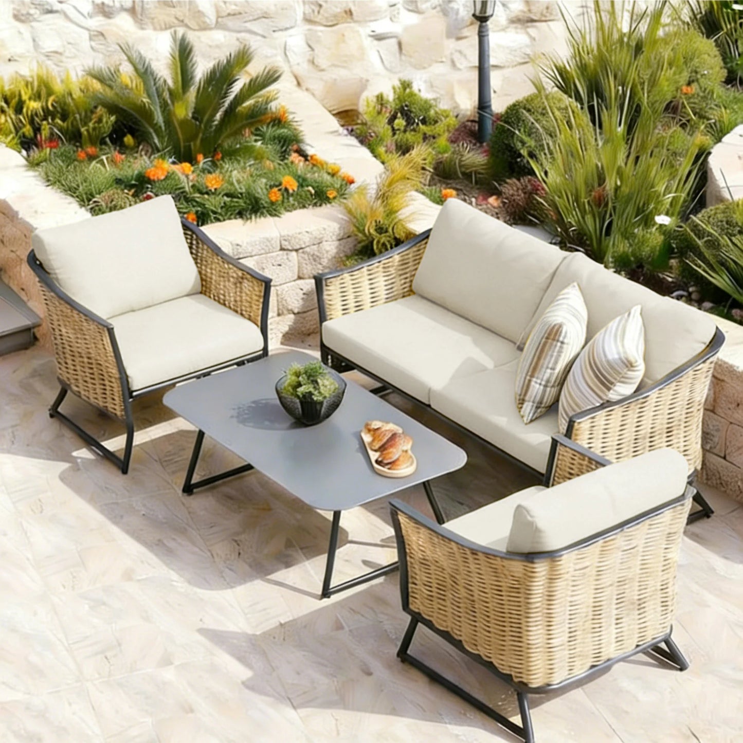 Outdoor Tropical Print Sofa Cushion Covers - Non-Slip Furniture Protectors, Replacement for Individual Seat Cushions