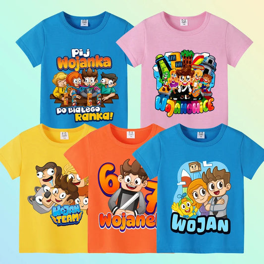 Wojans Team T-shirt Anime Round Neck Tee Children Short Sleeve Clothing Summer Cotton Tshirts Boys Girls T-shirts Birthday Gift