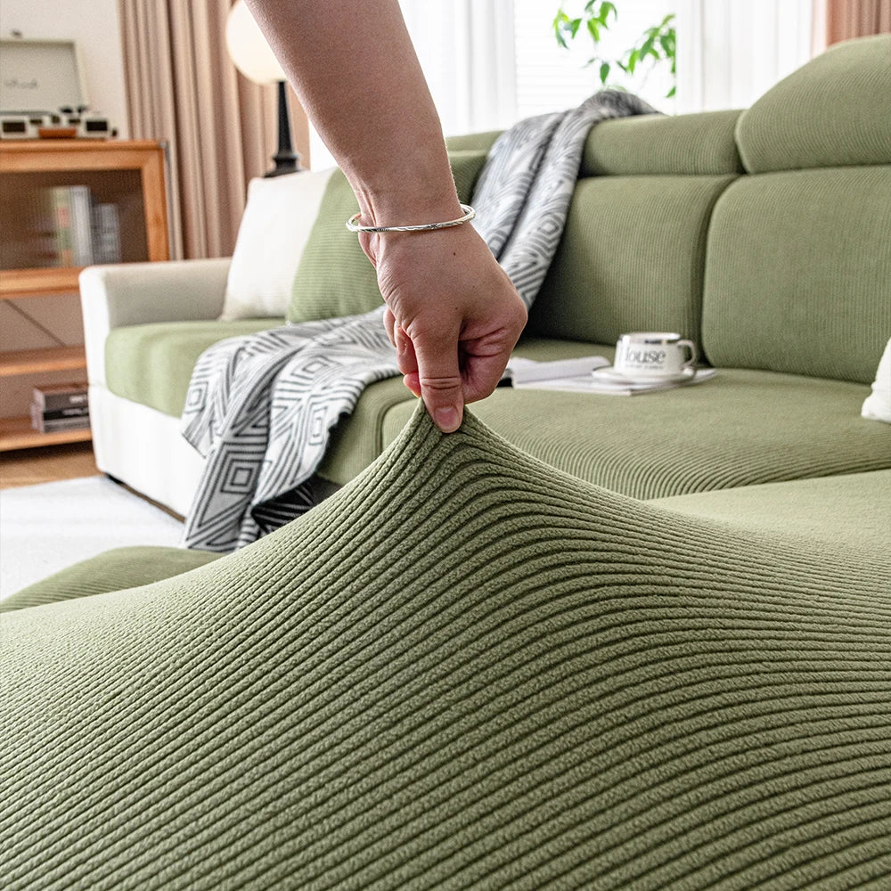 New Thicken Jacquard Sofa Seat Cushion Covers Solid Colors Striped Sofa Covers for Living Room Sectional Couch Covers Removable