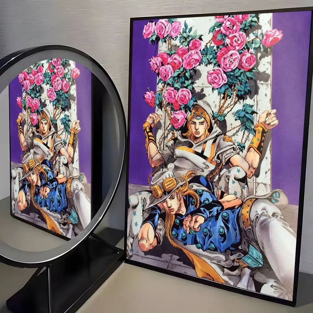 Anime JoJos Bizarre Adventure Retro poster art HD canvas advanced aesthetic Printing Paper Wall Art for Living Room Home Decor