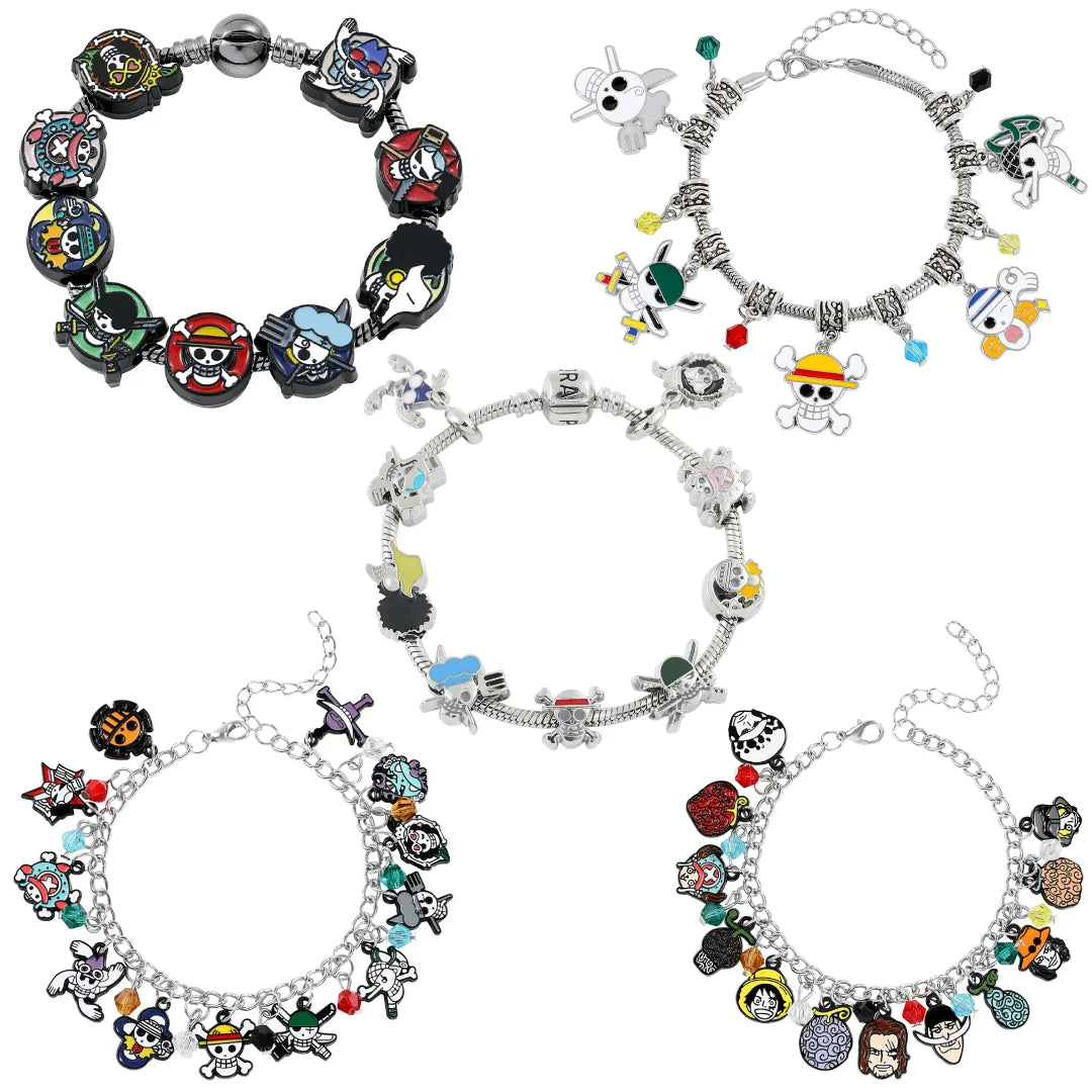 Popular anime accessory bracelet with skull, Luffy DIY charm bracelet