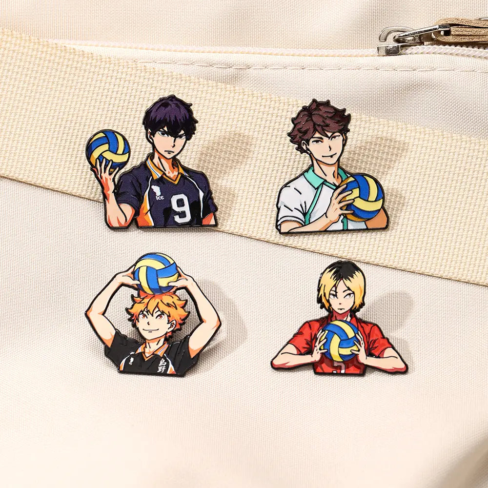 4pcs Cute Volleyball Boy Enamel Pin Cartoon Anime Brooch For Coat Women’s Brooches Fashion Lapel Badges Jewelry Gift