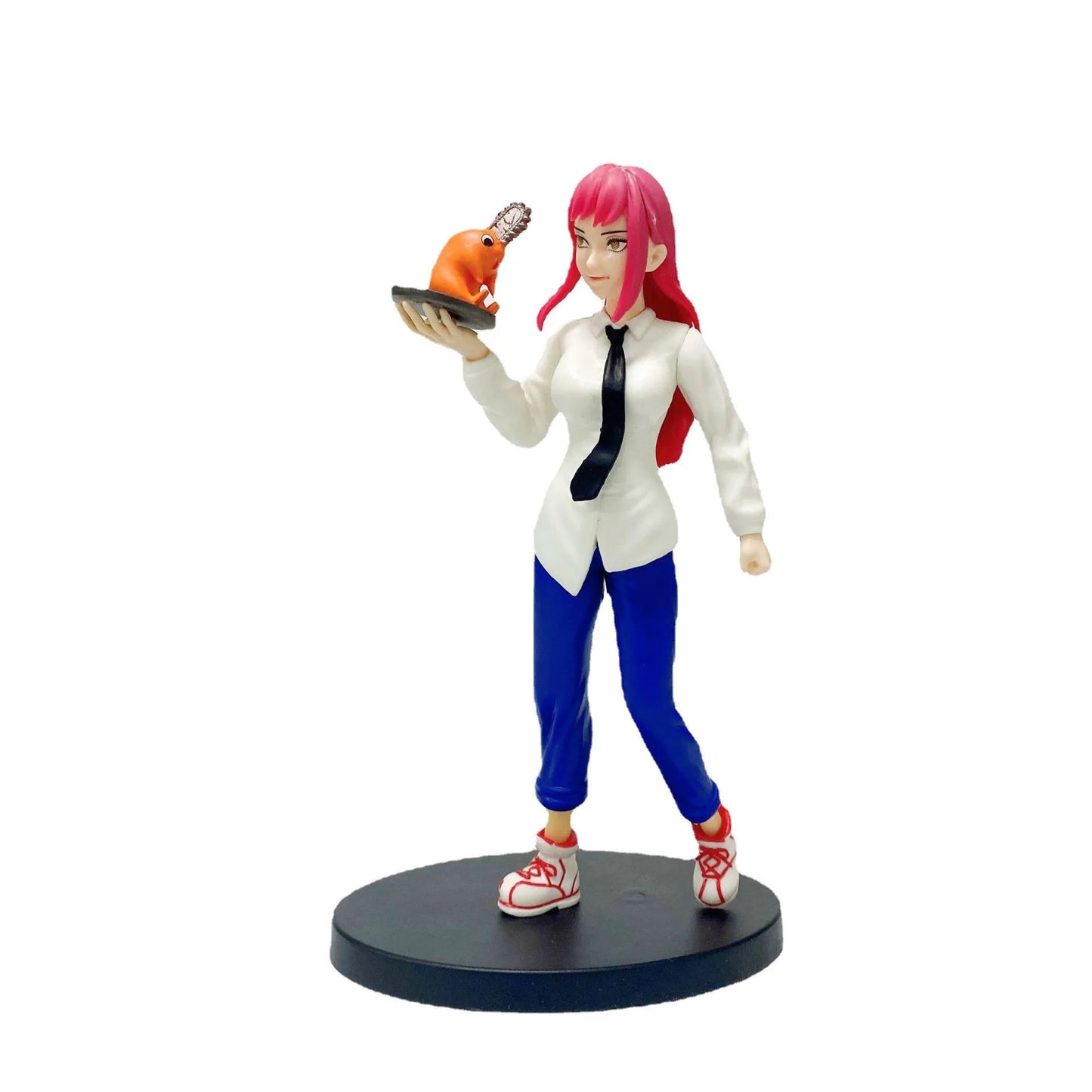 19CM  Anime Chainsaw Man Denji Figure PVC Chainsaw Helmet Movable Power Makima Model Toy Boy Collection Ornaments Gifts