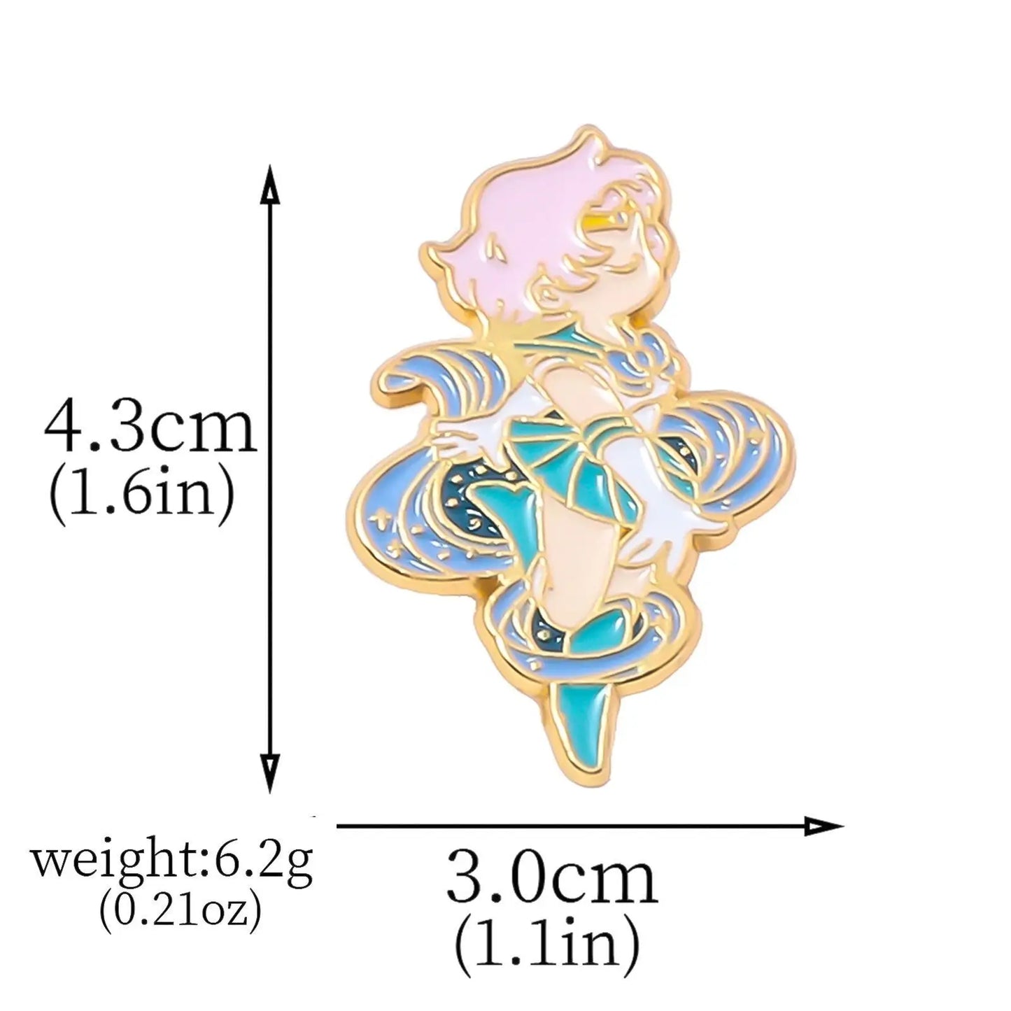 Anime Cartoon Moon Tsukino Usagi Enamel Keychain Necklace for Women Girl Magic Brooch Aino Minako Pin Cosplay Jewelry Gift