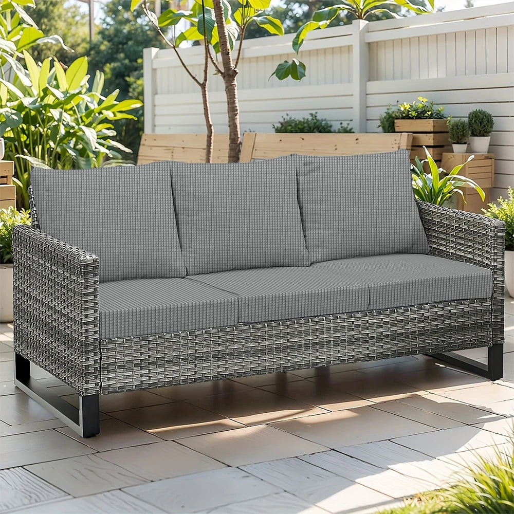 Waffle Jacquard Patio Sofa Cover Waterproof Splash Polar Fleece Sofa Seat Cushion Slipcover Home Garden Decor Elastic Sofa Case