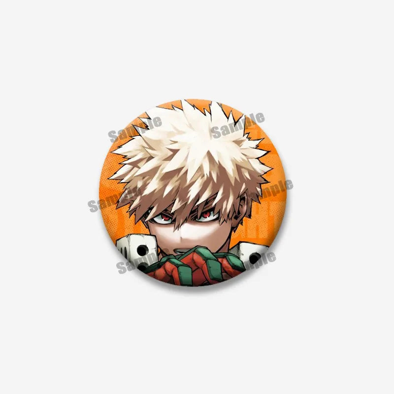 Katsuki Bakugou Izuku Midoriya Cartoon Badges Anime My Hero Academia Round Cosplay Pin Bag Decor Jewelry Brooches Friends Gifts