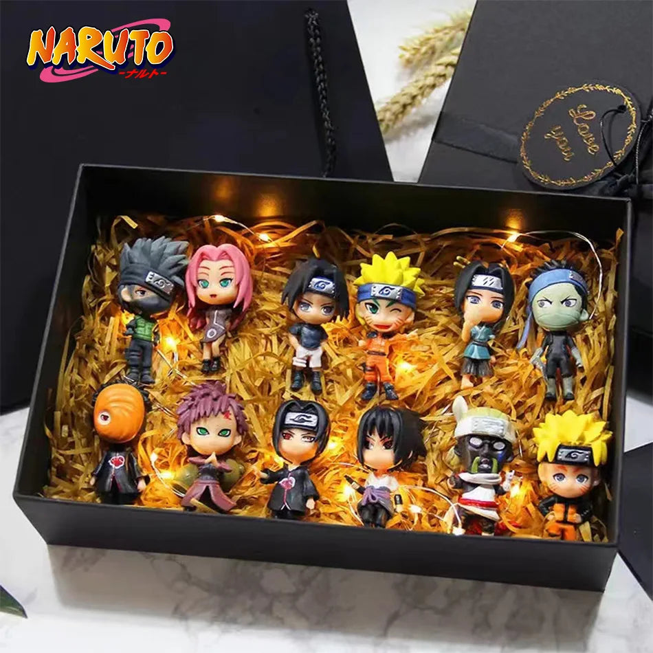 Hot 12pcs/set Anime Figure Naruto Shippuden Hinata Sasuke Itachi Kakashi Gaara Action Figure Q Version PVC Figures Toys Gift