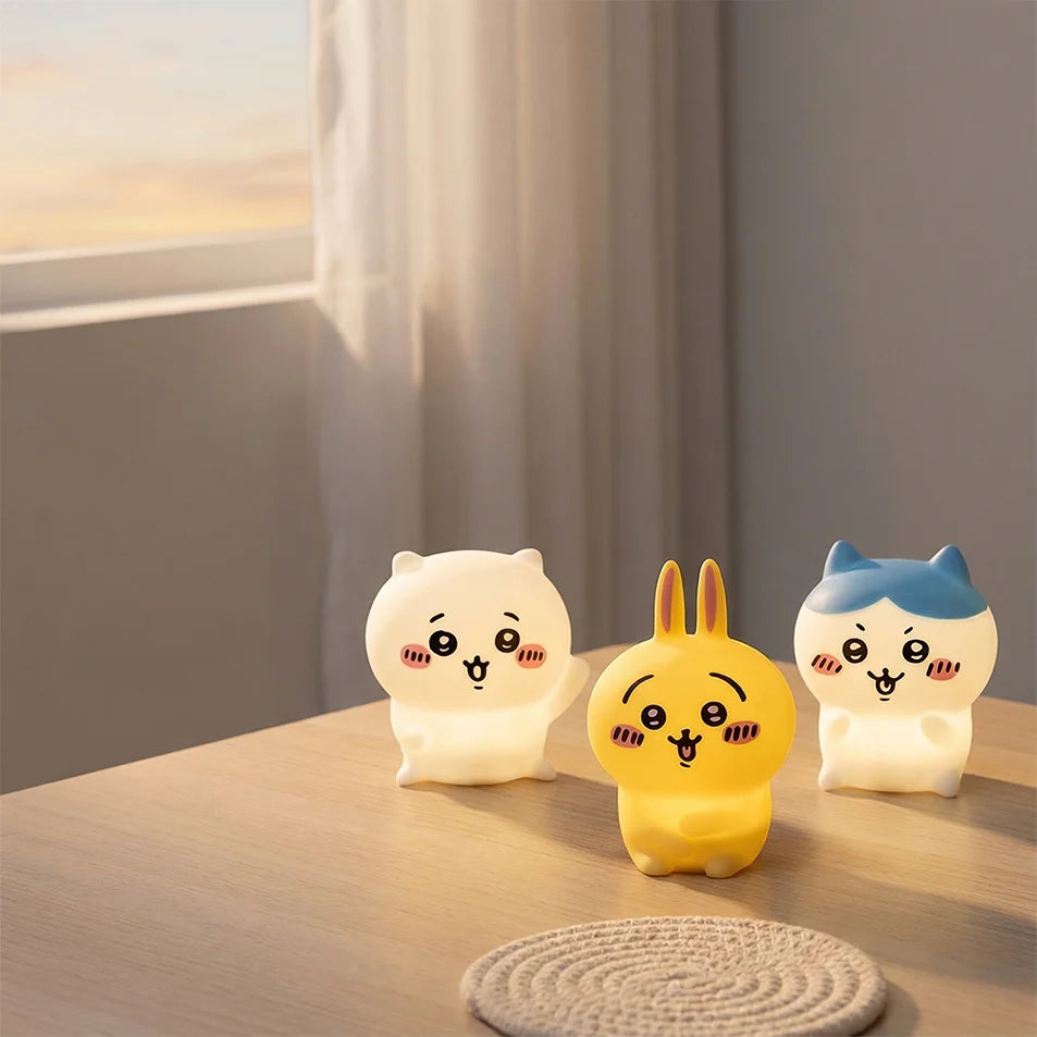Anime Giyikawa Kawaii Bedroom Desktop Decoration Hachiware Usagi Cartoon Vinyl Doll Night Light Luminous Toy Surprise Girl Gifts
