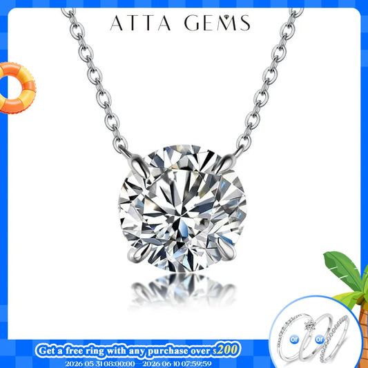 Moissanite Diamond 6.5mm 1CT Necklace For Woman Pendant 925 Silver Necklace For Women Chains Party Bridal Fine Jewelry