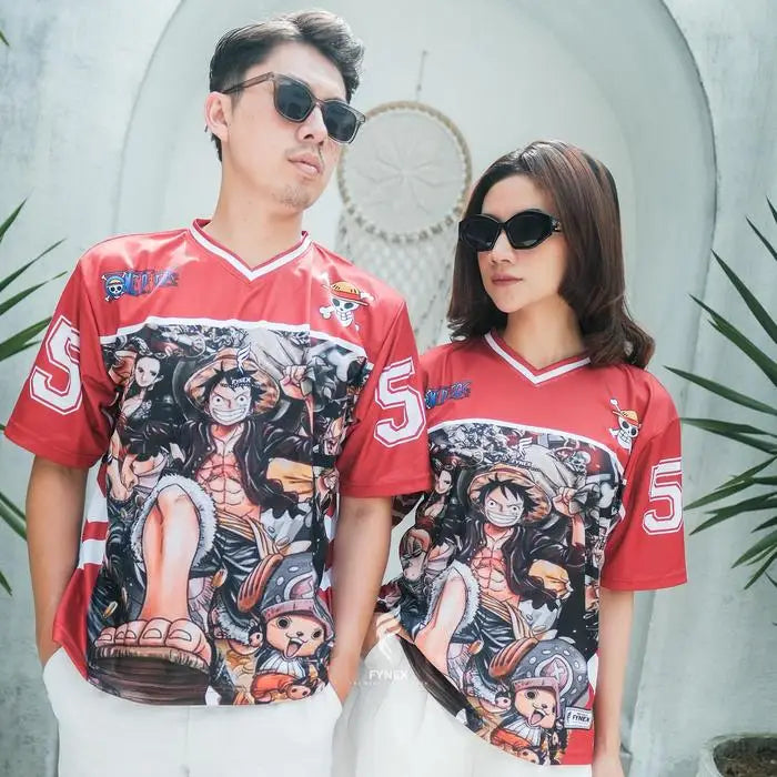 2025 New Bandai Japanese Anime Men's T-shirt, Quick-drying One Piece Luffy Zoro Football Jersey Cartoon